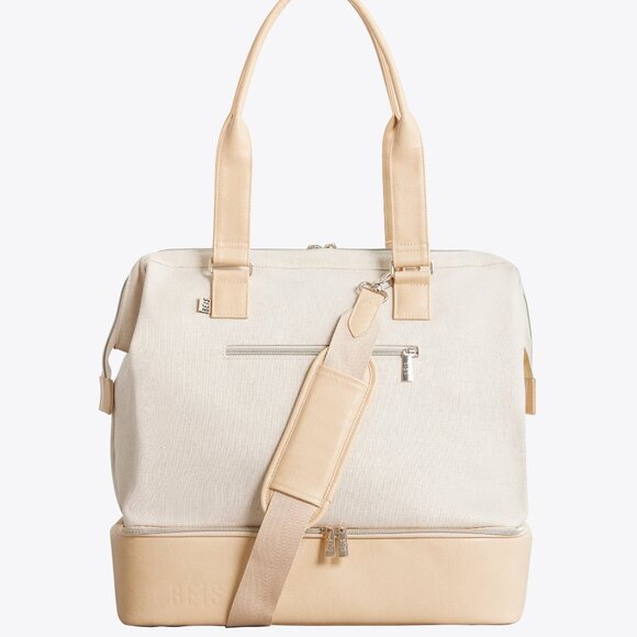 NEW BEIS The Mini Weekend Bag in Beige TRAVEL CARRY ON - Picture 1 of 7